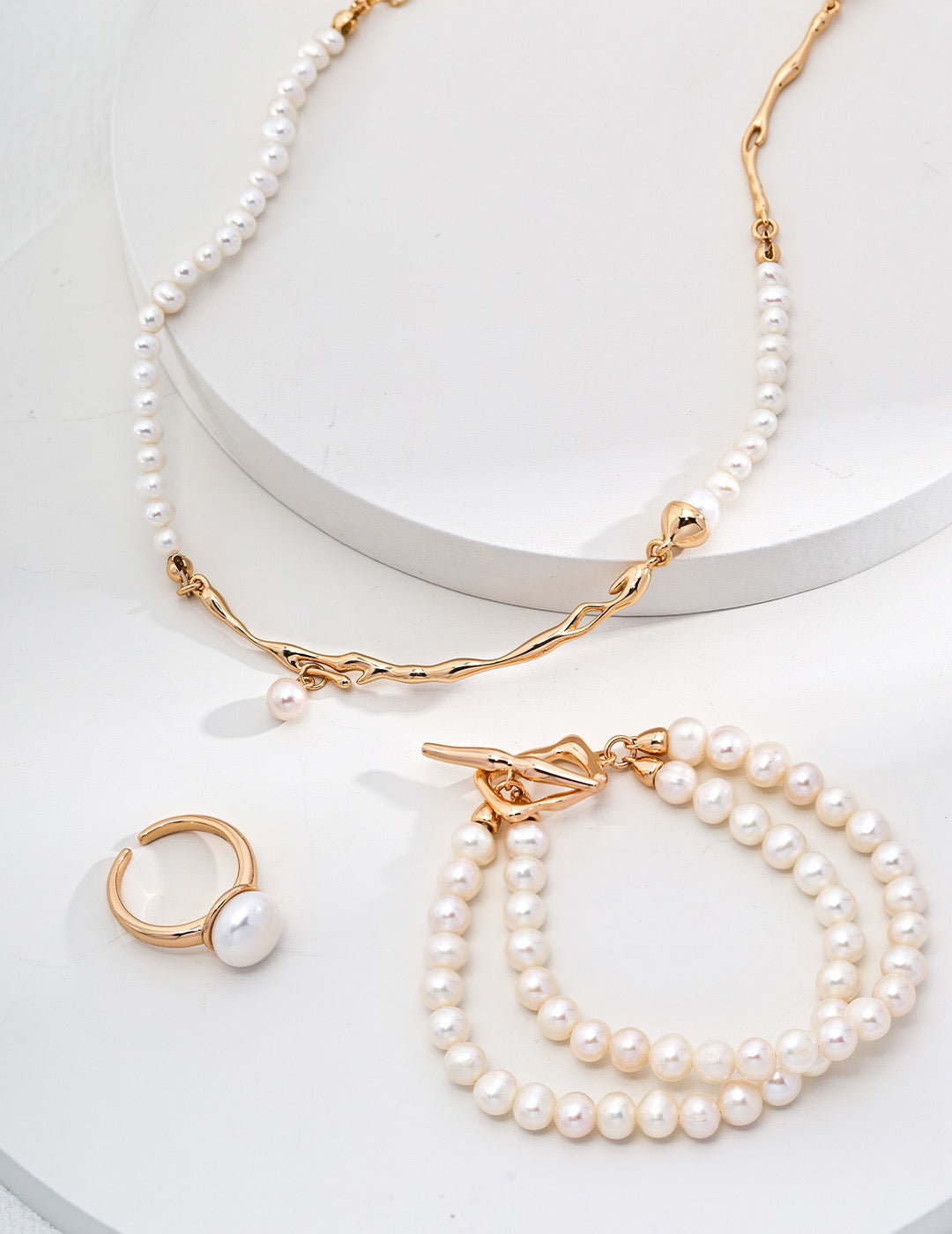 Pearl & Sliver with gold Plating Necklace ND0298