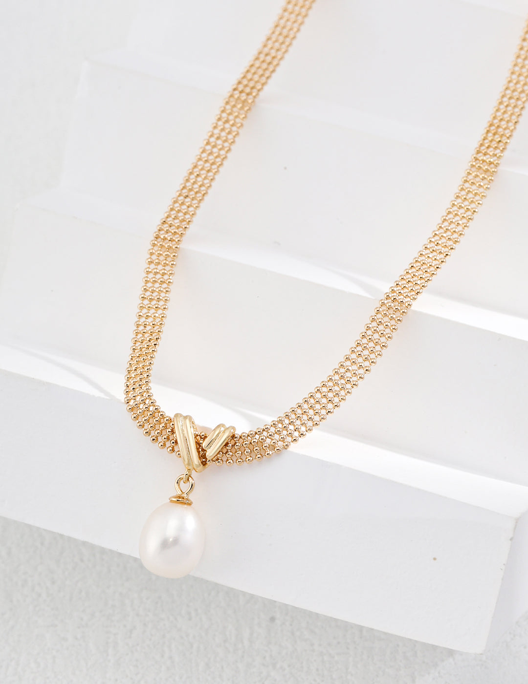 Pearl & Sliver with gold Plating Necklace ND0525