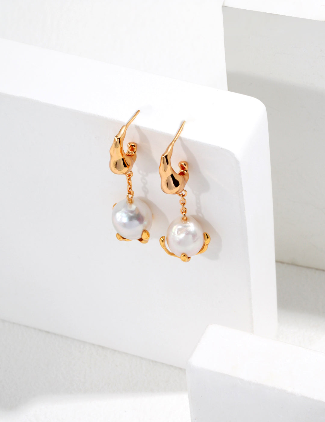 Pearl & Sliver with gold Plating Earrings E0857