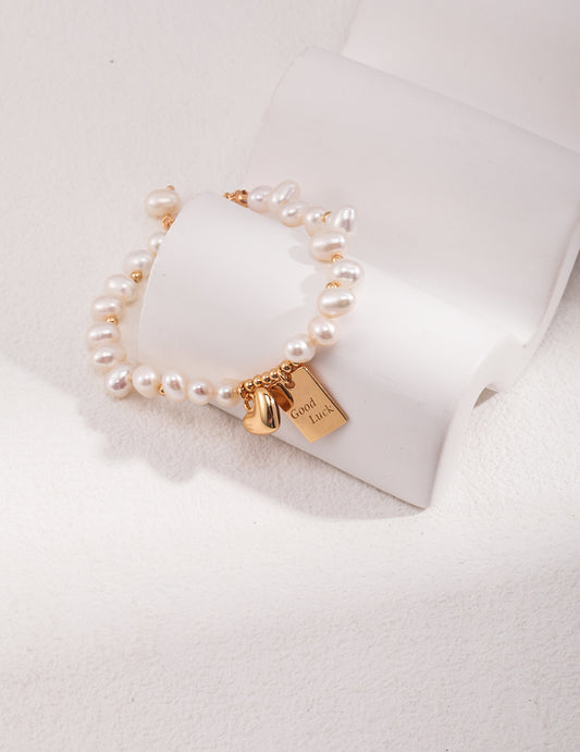 Pearl & Sliver with gold Plating Bracelet SL0088