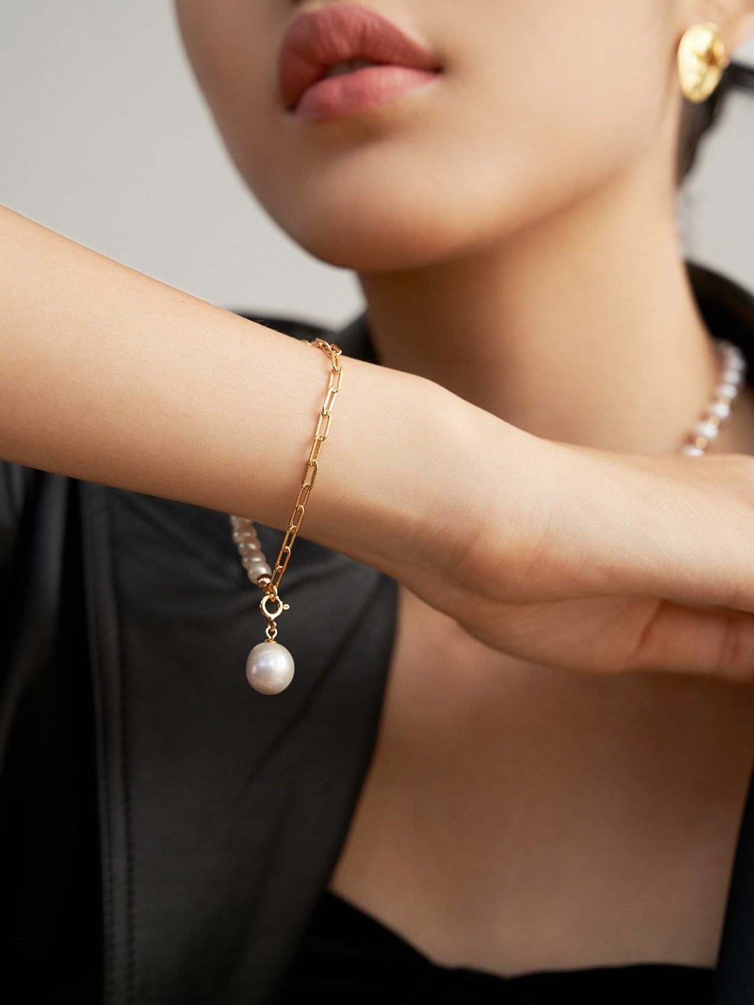 Pearl & Sliver with gold Plating Bracelet SL0065