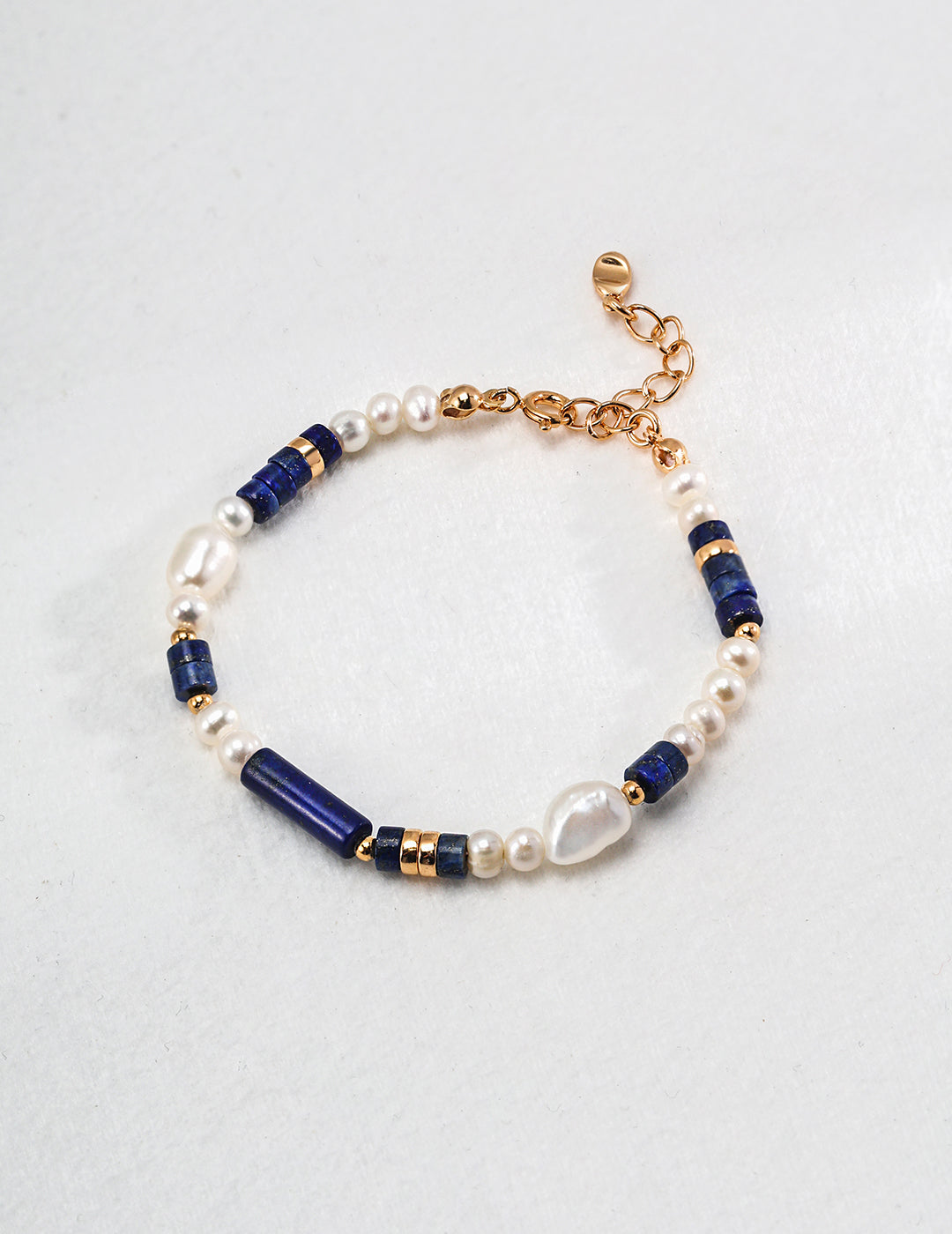 Pearl Mixed Lazurite Stone & Sliver with gold Plating Bracelet SL0136-2