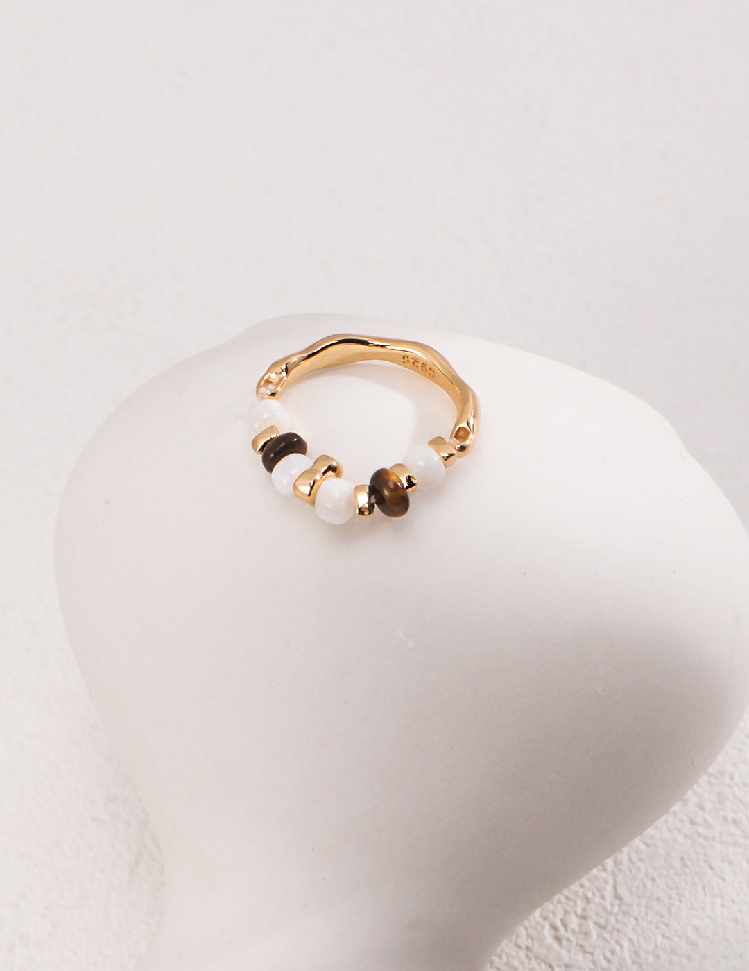 Pearl &amp; Sliver with gold Plating Rings  J0248