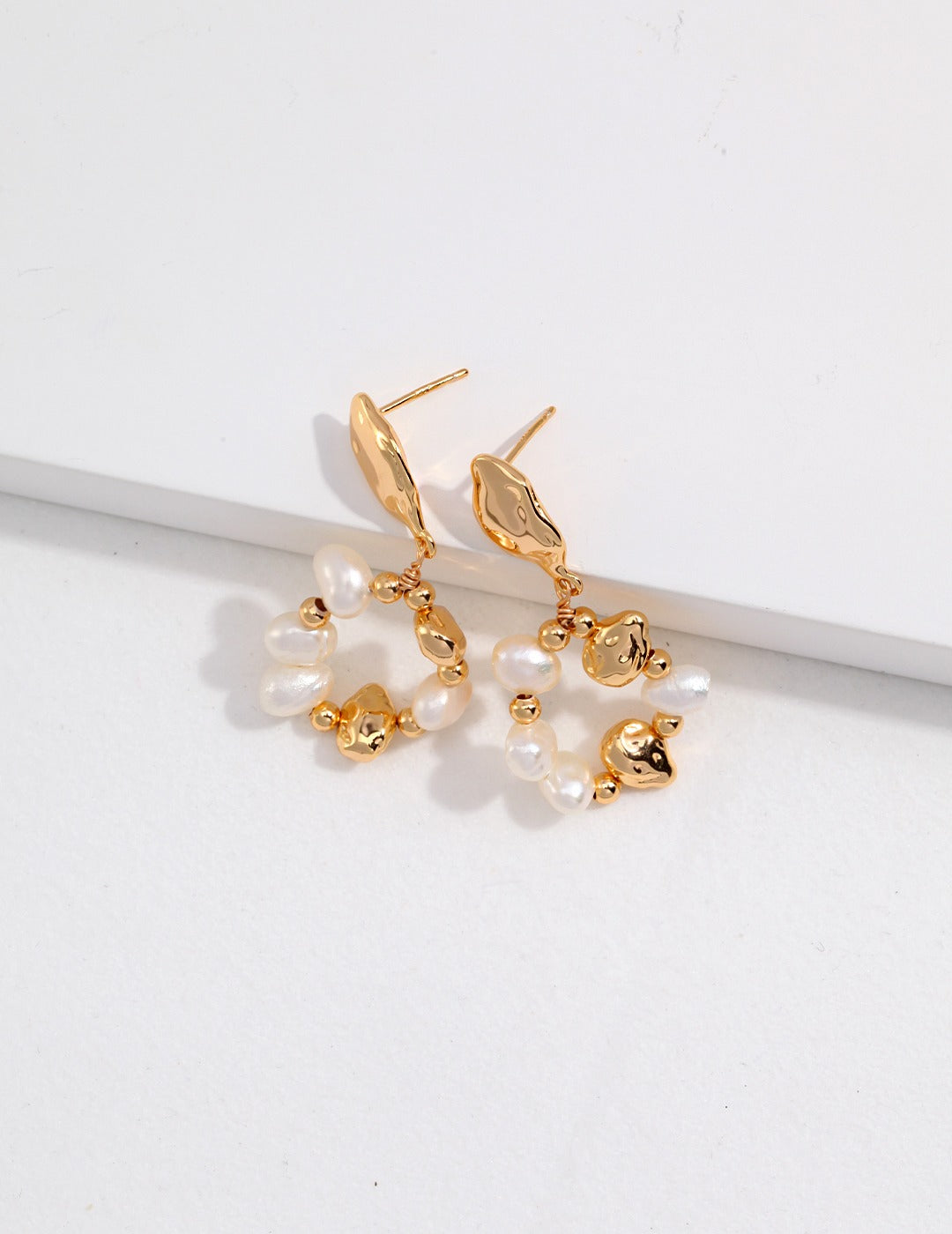 Pearl & Sliver with gold Plating Earrings E0002