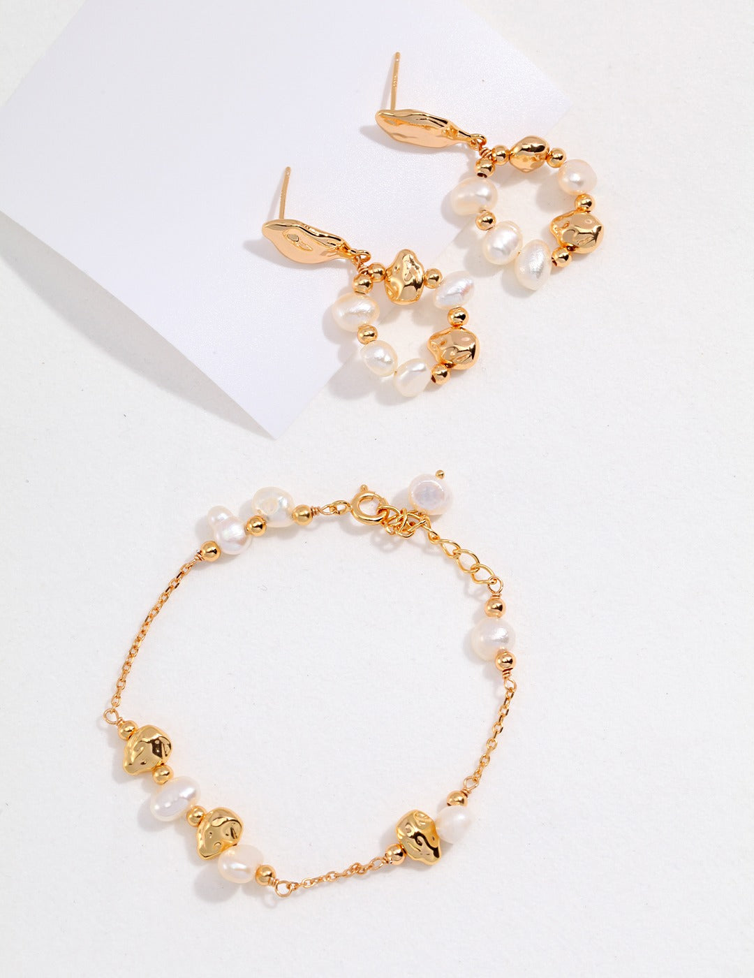 Pearl & Sliver with gold Plating Earrings E0002